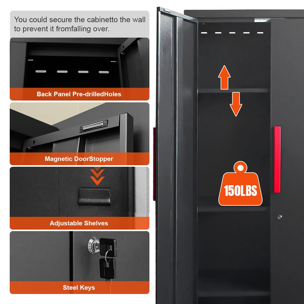 Garage Storage Cabinet System 7-Pcs Workshop Set Garage Cabinets and Storage System with Steel Cabinet Drawers, Workbench, Pegboard for Tool Organization