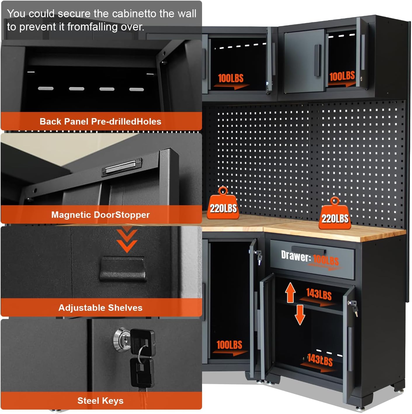 Auto-Hydra Heavy-Duty Steel Garage Cabinet System: Commercial Grade for U.S. Workshops