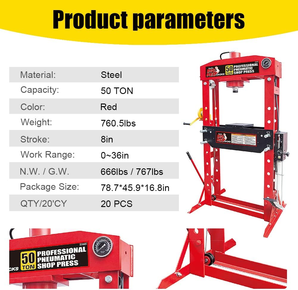 Autohydar 50 Ton Shop Press – Industrial-Grade for Maximum Force