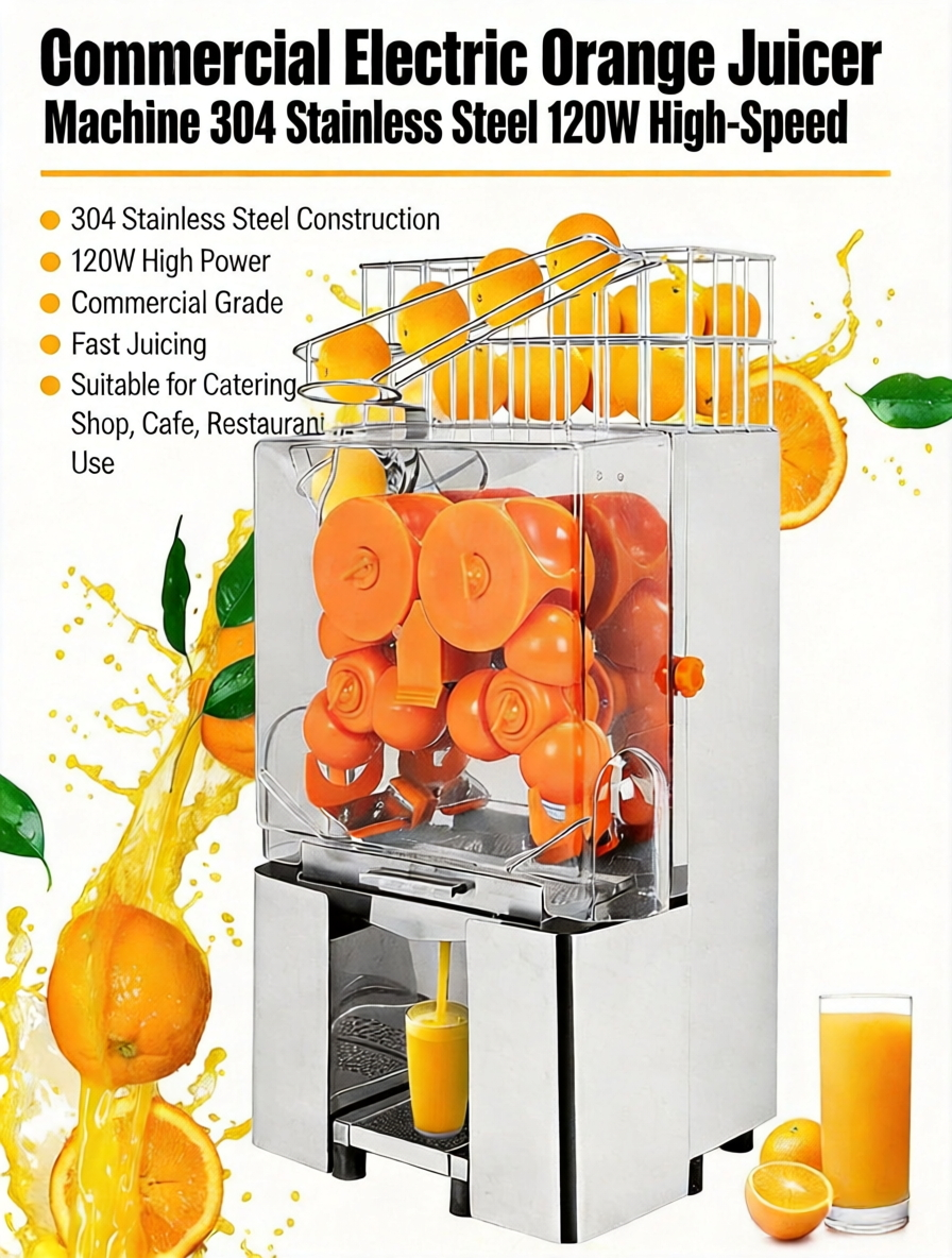 Commercial Electric Orange Juicer Machine 304 Stainless Steel 120W High ...
