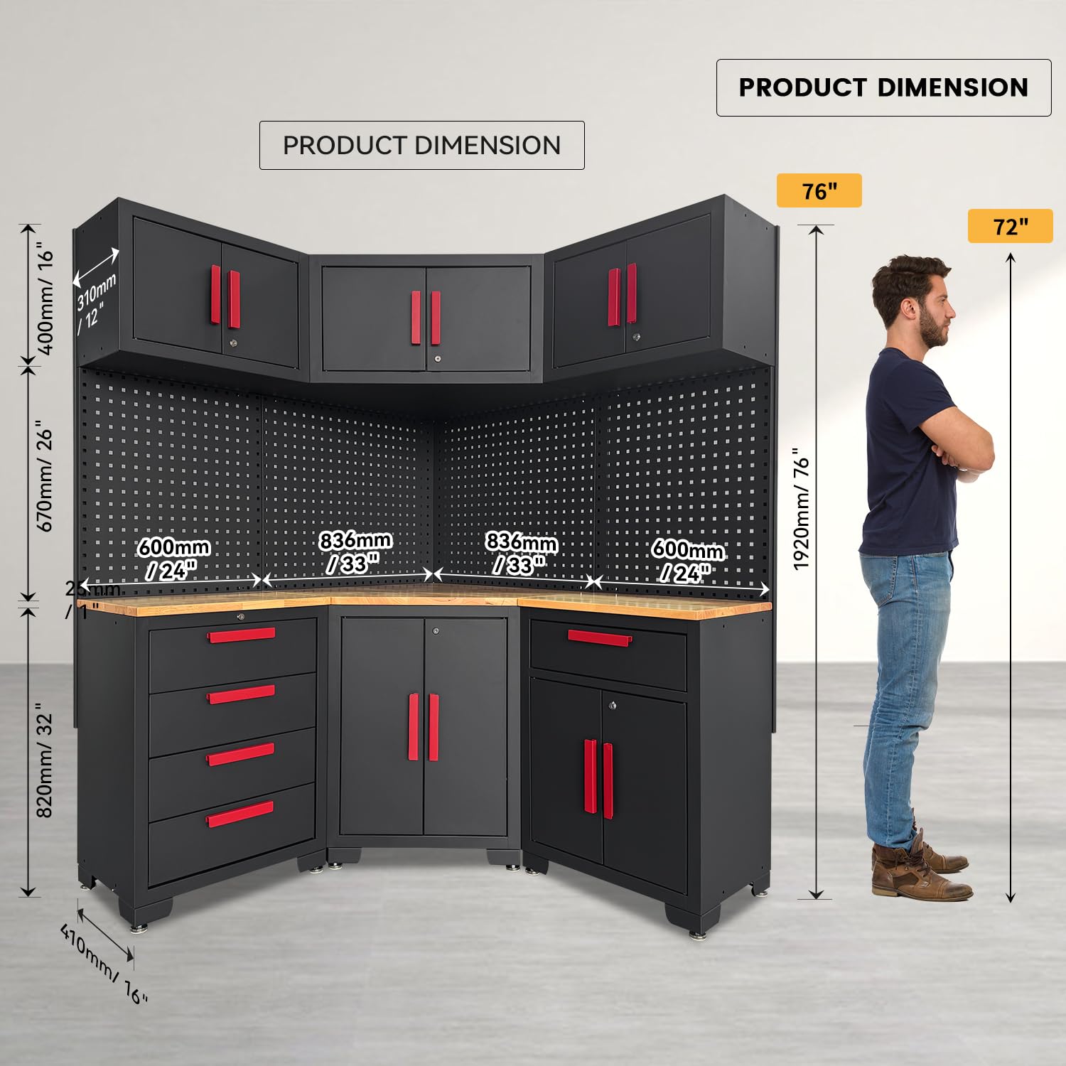 10-Pcs Corner Workshop Storage Cabinet System