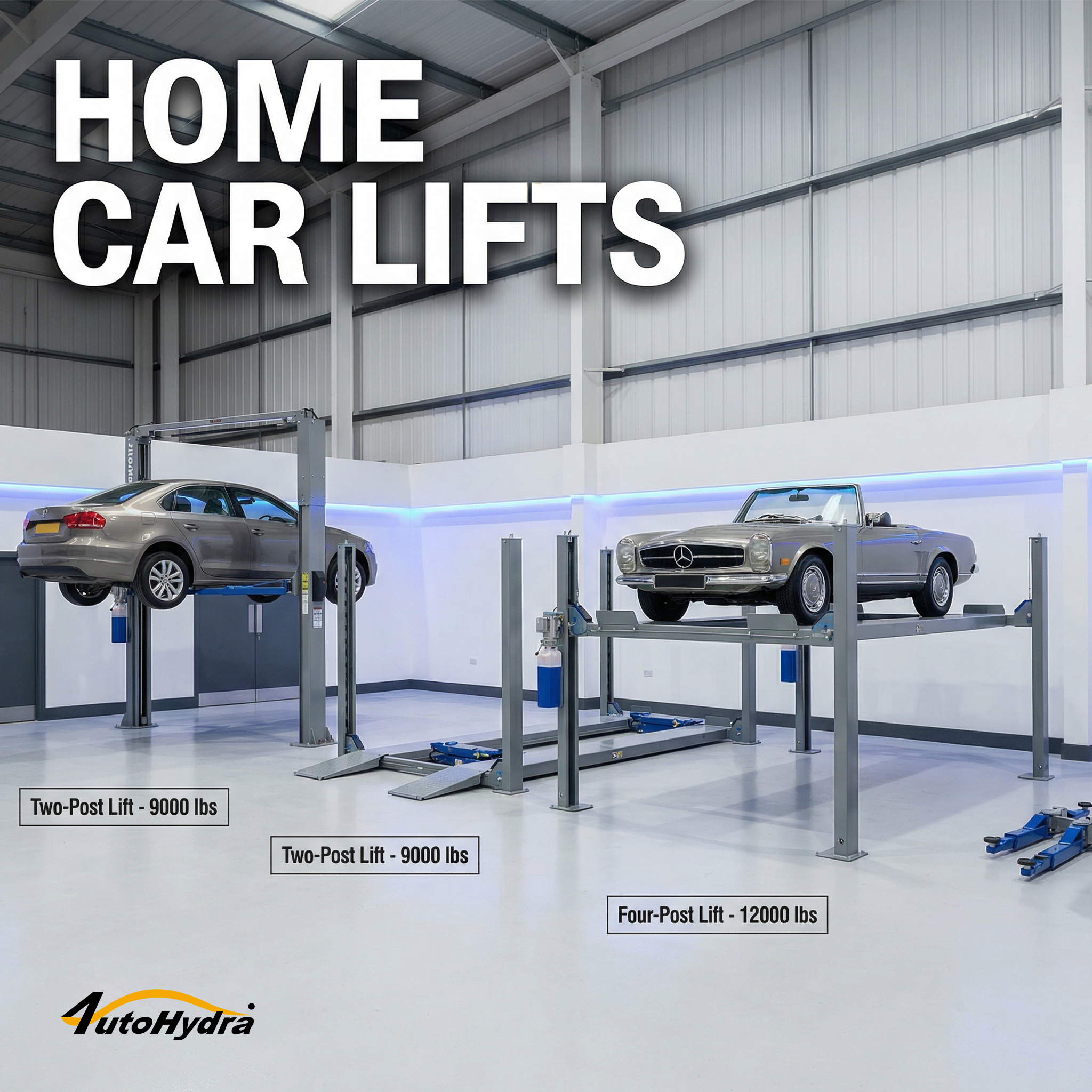 Two-post and four-post car lifts