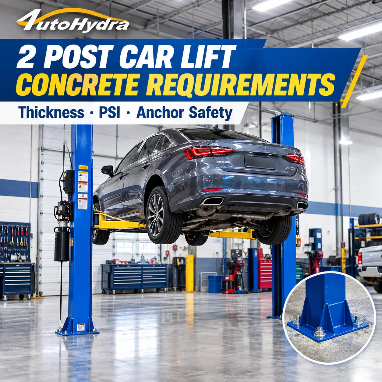 2 Post Car Lift Concrete Requirements: Concrete Thickness, PSI, and Anchor Safety