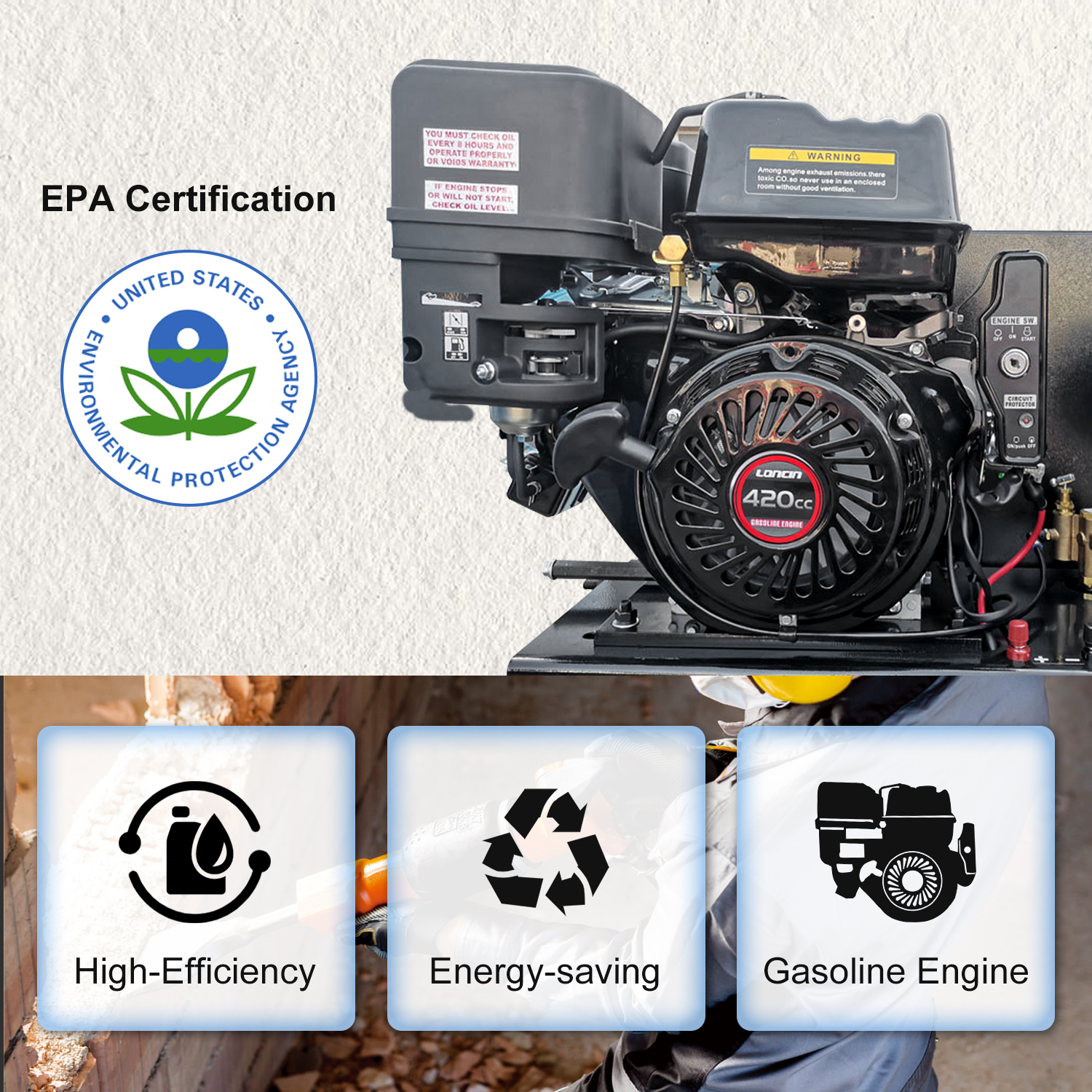HPDMC’s 30-gallon portable air compressor (ASME-certified, cast iron pump, 420cc base configuration) — tailored to U.S. jobsite demands