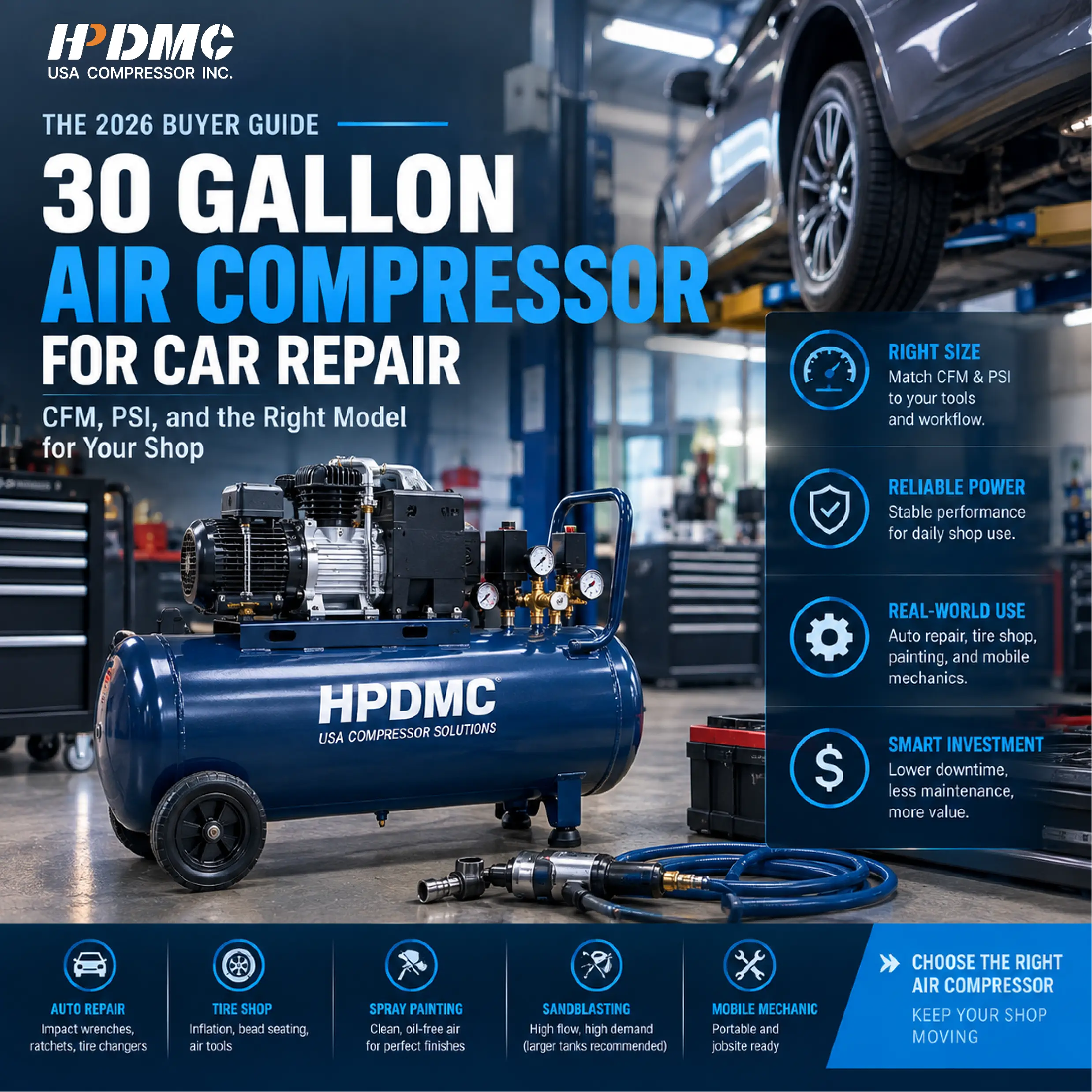 30 Gallon Air Compressor for Car Repair: The Guide to CFM, PSI, and the Right Model for Your Shop