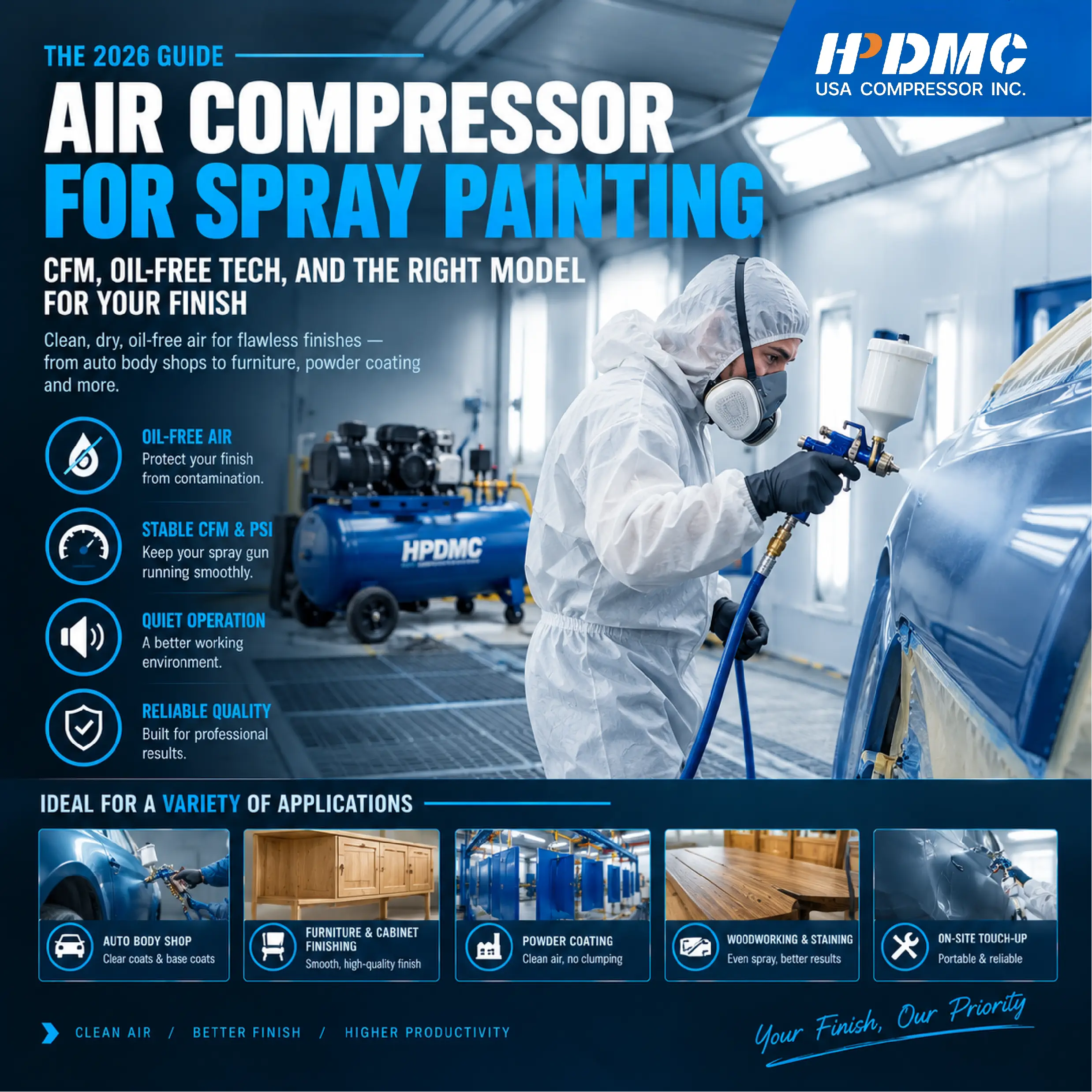 Air Compressor for Spray Painting: The Guide to CFM, Oil-Free Tech, and the Right Model for Your Finish