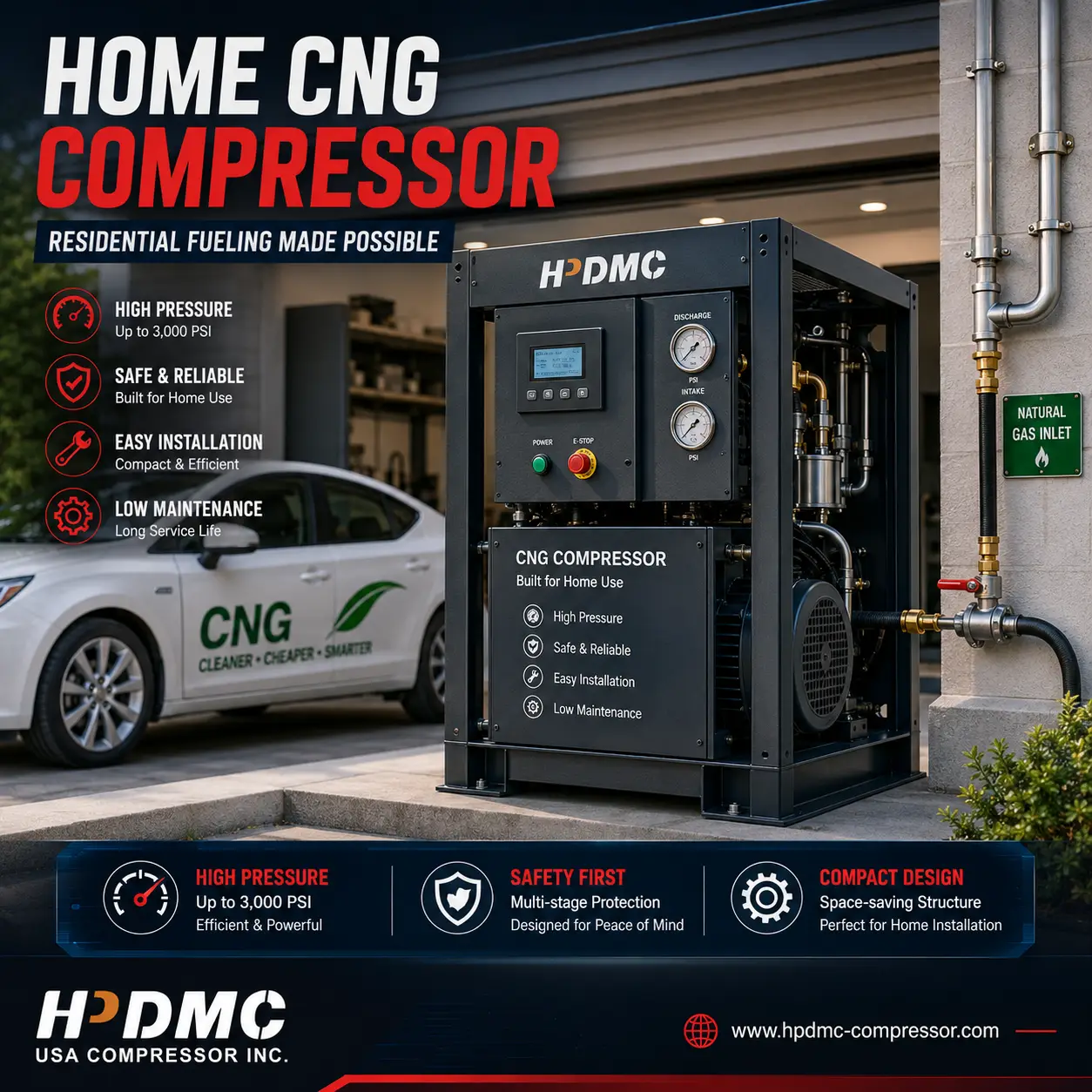 Home CNG Compressor:
How To Choose A Residential CNG Fueling System