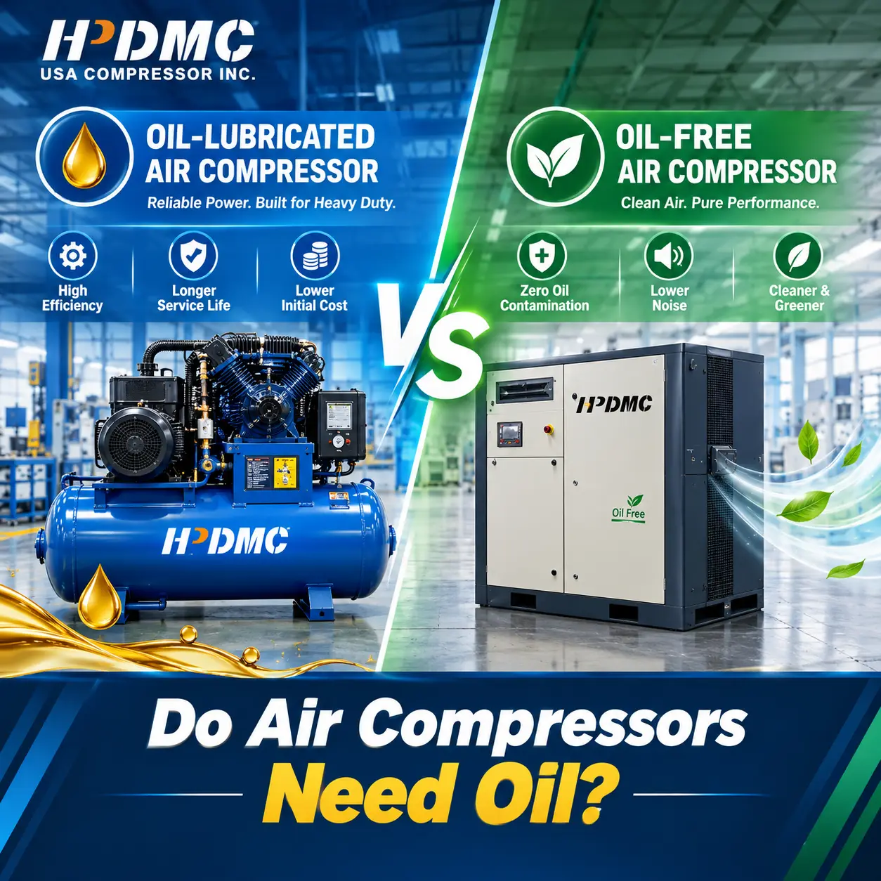 Do Air Compressors Need Oil?
Oil-Free vs. Oil-Lubricated Explained