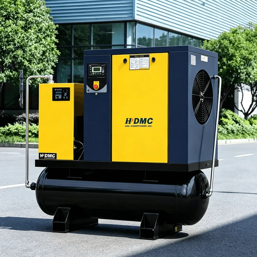 HDMC industrial air compressor with black tank