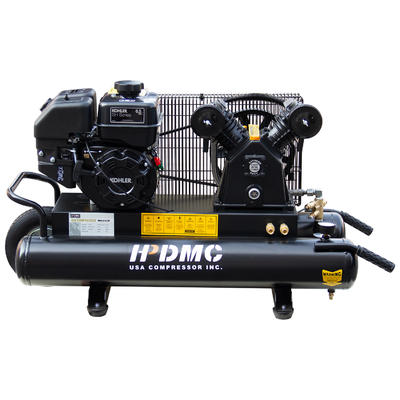 Portable Gasoline Piston Air Compressor with doulbe tanks 6.5hp 115psi 12cfm HSJQY206508